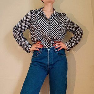 Houndstooth jessica blouse button down shirt